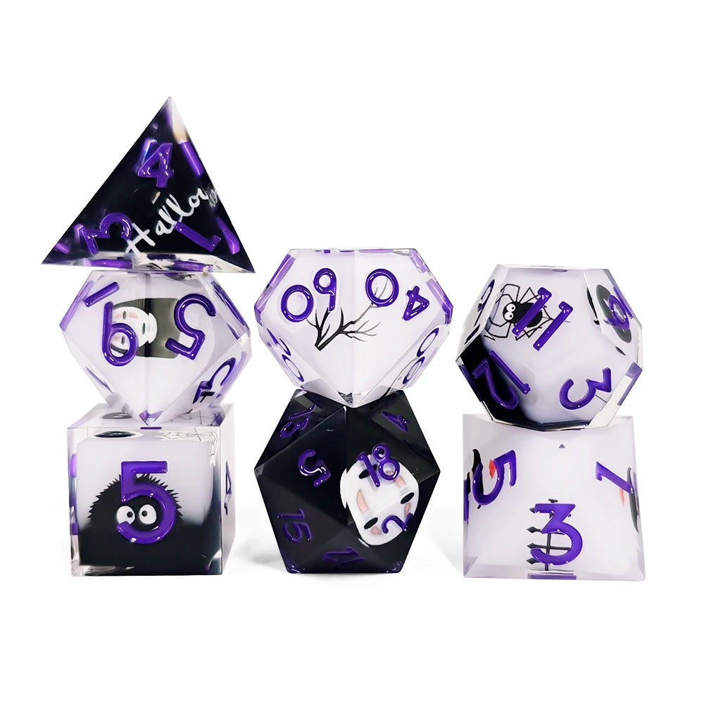 7Pcs DnD Dice Set Colourful Polyhedral Resin Sharp Edged Dice For DND Game Dungeon Dragons Table Board Role Playing Games