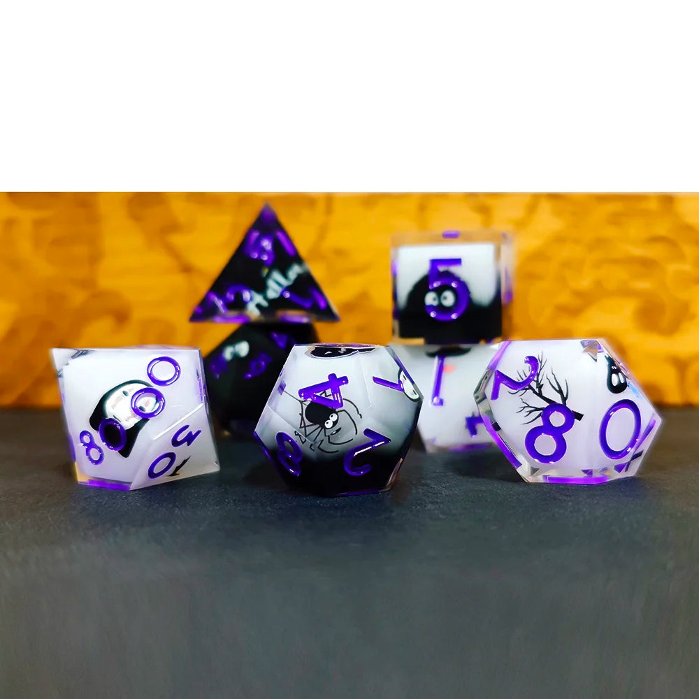 7Pcs DnD Dice Set Colourful Polyhedral Resin Sharp Edged Dice For DND Game Dungeon Dragons Table Board Role Playing Games