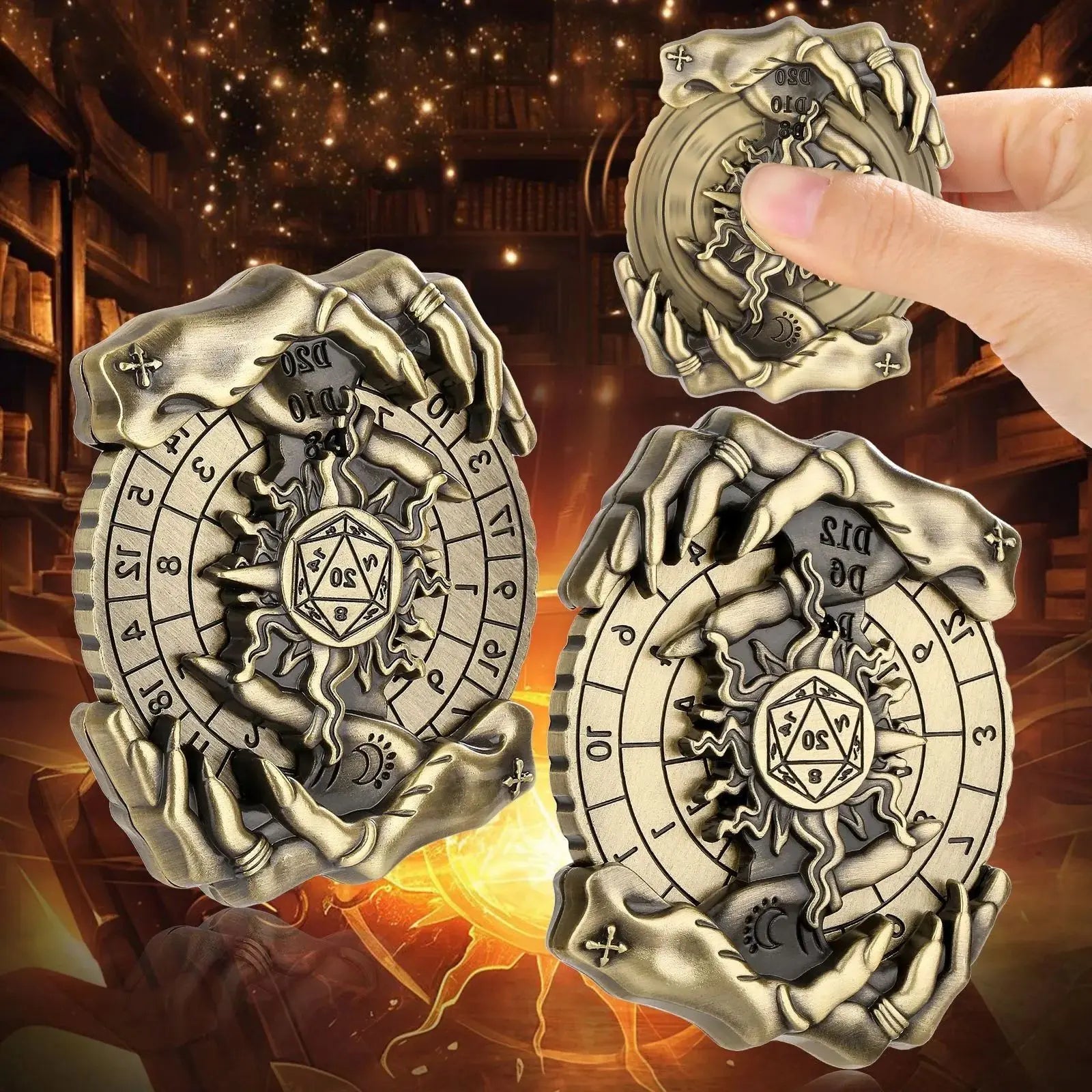 7 in 1 Roulette Dice Rotating Digital Compass DND Metal Dice for Dungeon & Dragons Role Playing Games RPG Spinner Tabletop Games