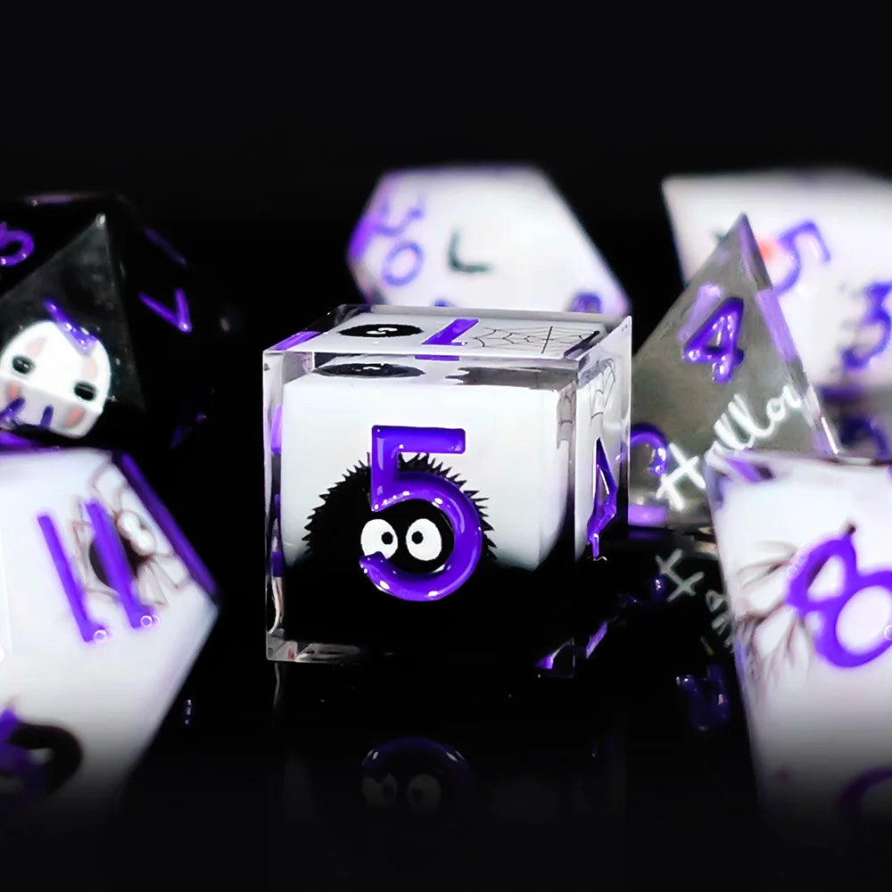 7Pcs DnD Dice Set Colourful Polyhedral Resin Sharp Edged Dice For DND Game Dungeon Dragons Table Board Role Playing Games