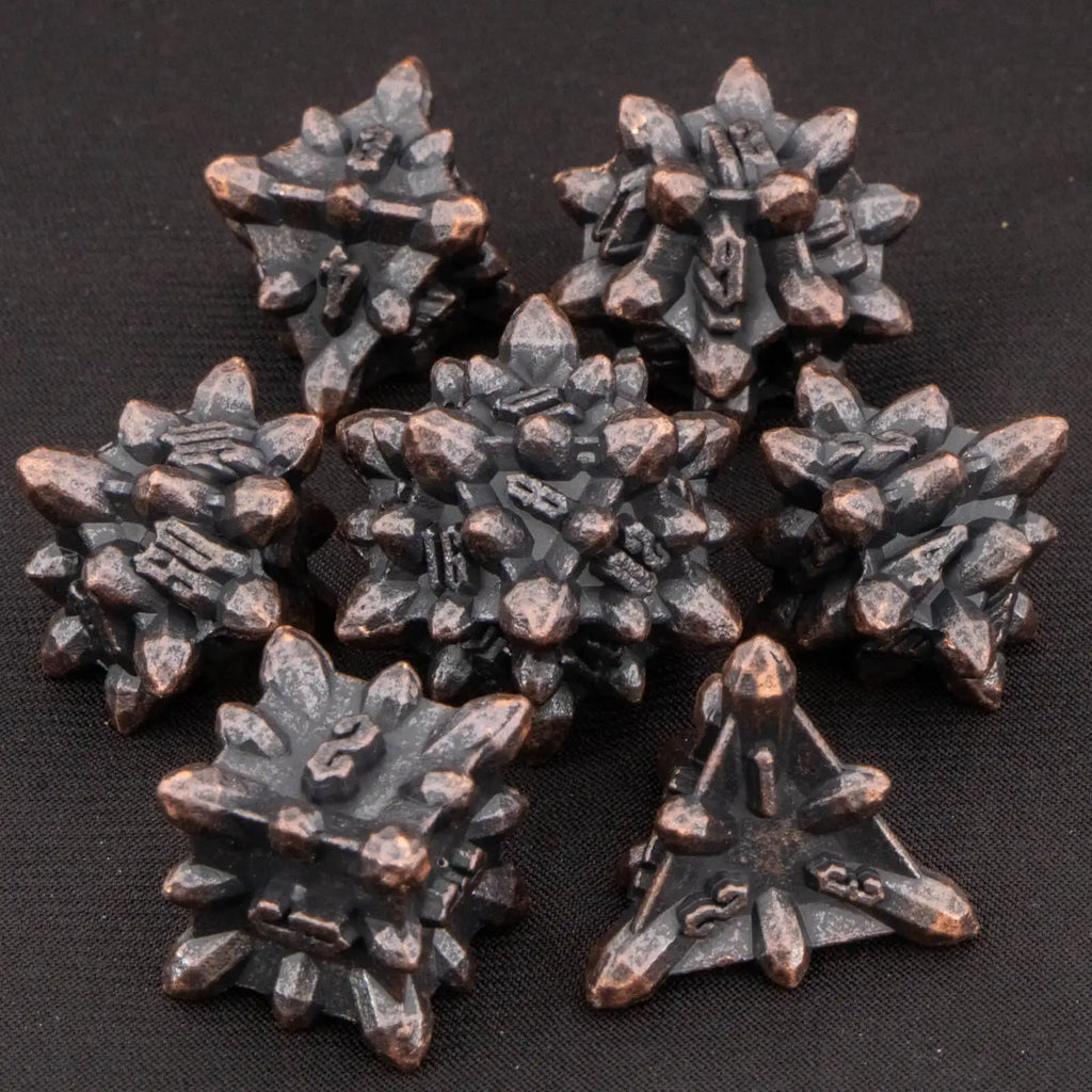 Bullet Dungeon and Dragon DND Metal Dice Set D&D, RPG Polyhedral Role Playing Game D and D D20 D12 D10 D8 D6 D4