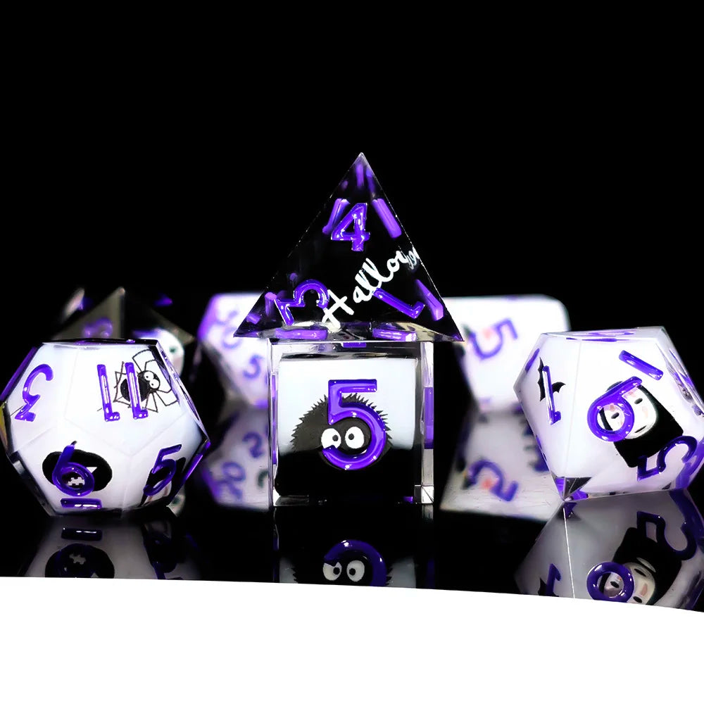 7Pcs DnD Dice Set Colourful Polyhedral Resin Sharp Edged Dice For DND Game Dungeon Dragons Table Board Role Playing Games