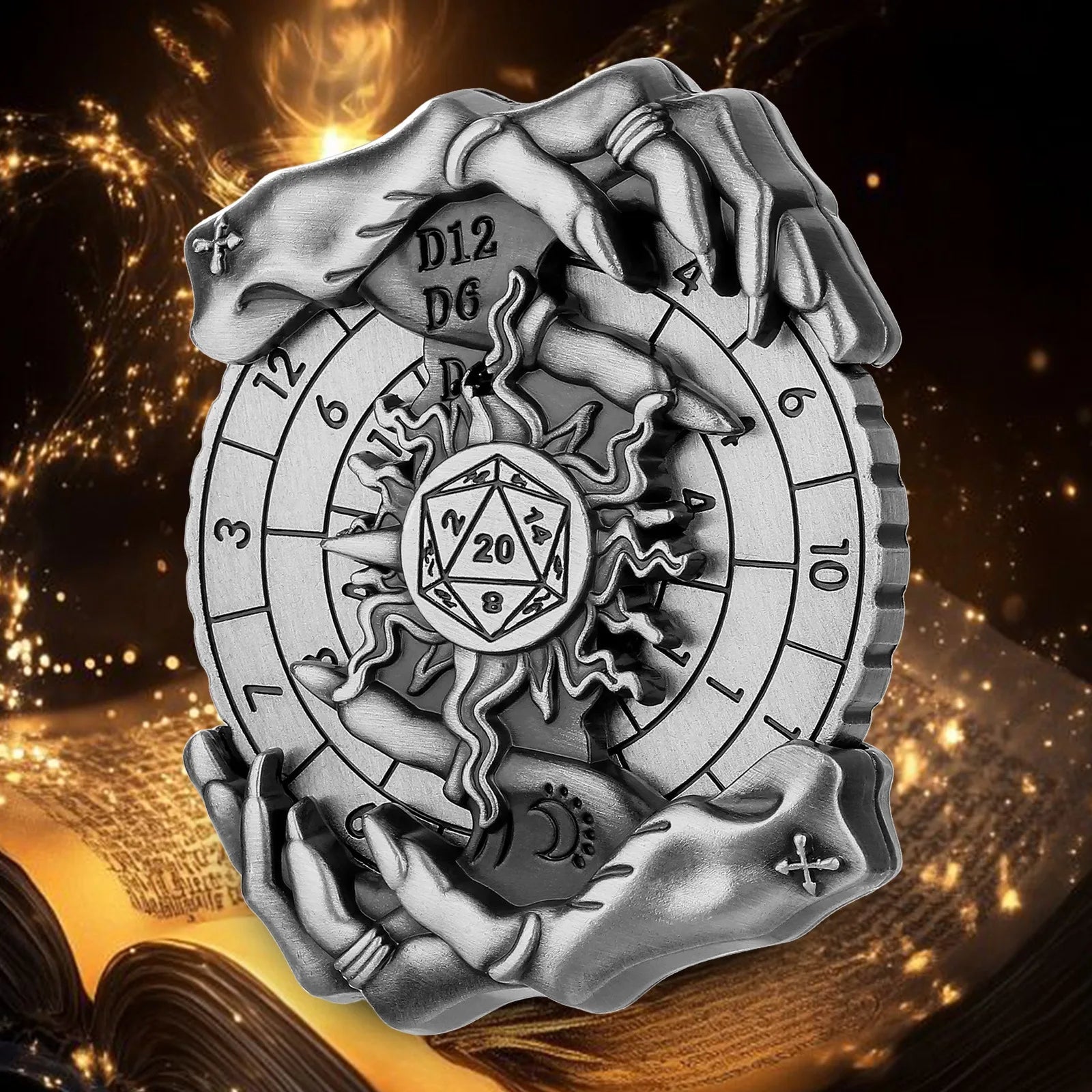 7 in 1 Roulette Dice Rotating Digital Compass DND Metal Dice for Dungeon & Dragons Role Playing Games RPG Spinner Tabletop Games