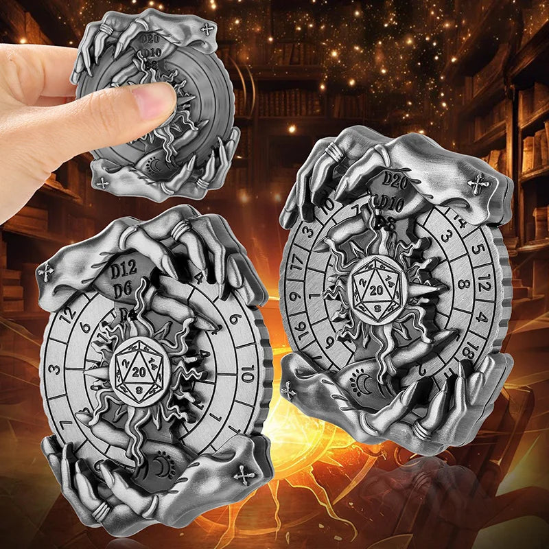 7 in 1 Roulette Dice Rotating Digital Compass DND Metal Dice for Dungeon & Dragons Role Playing Games RPG Spinner Tabletop Games