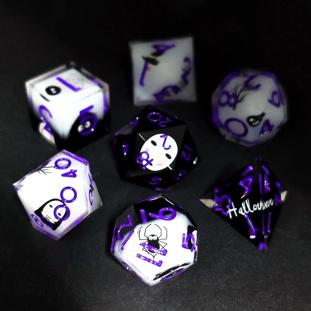 7Pcs DnD Dice Set Colourful Polyhedral Resin Sharp Edged Dice For DND Game Dungeon Dragons Table Board Role Playing Games