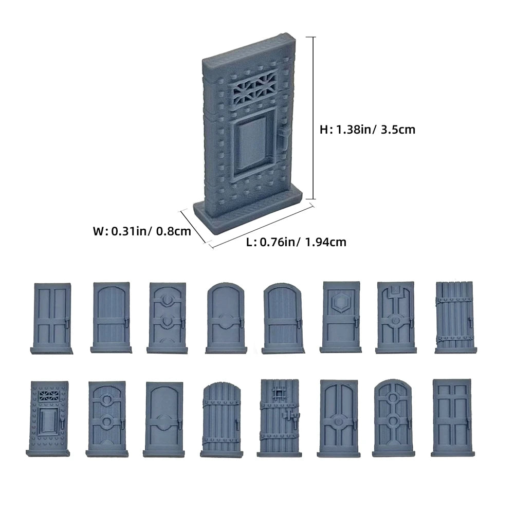 16pcs Dungeon Scenery Dungeon Doors Set Scenery & Terrain For Legend Games 3D Printed Tabletop RPG Scenery And Wargame Terrain